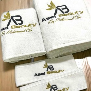 Beyaz Pamuk Havlu Seti - Özel Logolu Üretim (Güzellik Salonu, Klinik, Kuaför, Spor Salonu Kullanımı)