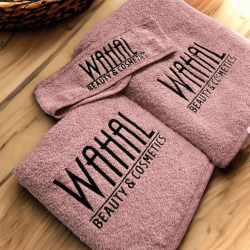 Güzellik Salonu Havlu Seti – Logolu Sedye Havlusu, Baş Havlusu ve Saç Bandı