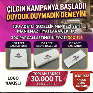 Güzellik Salonu Havlu seti  300 Adetli Set  Beyaz Renk 