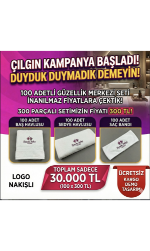 Güzellik Salonu Havlu seti  300 Adetli Set  Beyaz Renk 