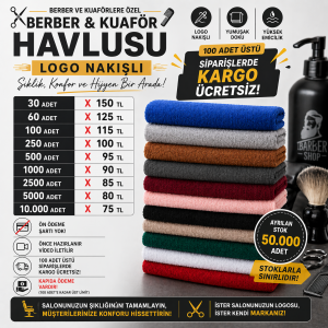Logo Nakışlı Berber & Kuaför Havlusu | Toptan Kampanya