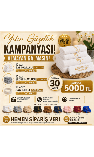 Yılın Güzellik Kampanyası | 45 Parça Özel Logo Nakışlı Havlu Seti