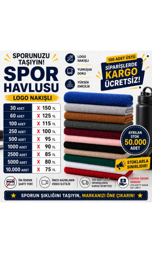 Logo Nakışlı Spor Havlusu | Toptan Fiyatlı Kampanya