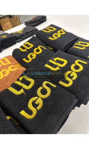 Logolu Berber Havlu - Gold Nakışlı