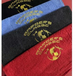 Nakışlı Berber Havlusu – %100 Pamuk 50x90 cm | Kırmızı, Bordo, Mavi, Gri, Siyah Renk