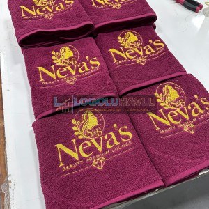 Bordo Gold Nakışlı Logo Havlu Seti