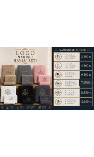 Logo Nakışlı Havlu Seti - Kampanyalı Setler