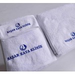 logolu güzellik merkezi havlus seti - beyaz renk