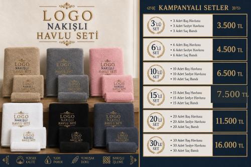Logo Nakışlı Havlu Seti - Kampanyalı Setler