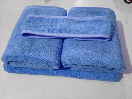 Toptan Mavi Havlu Seti - El Havlusu - Banyo Havlusu - Saç Bandı - 