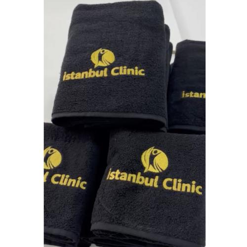 Klinik Havlu Takımı Siyah Gold Nakış