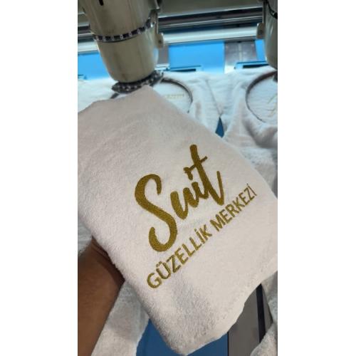 Beyaz Gold Nakışlı Güzellik Merkezi Havlusu